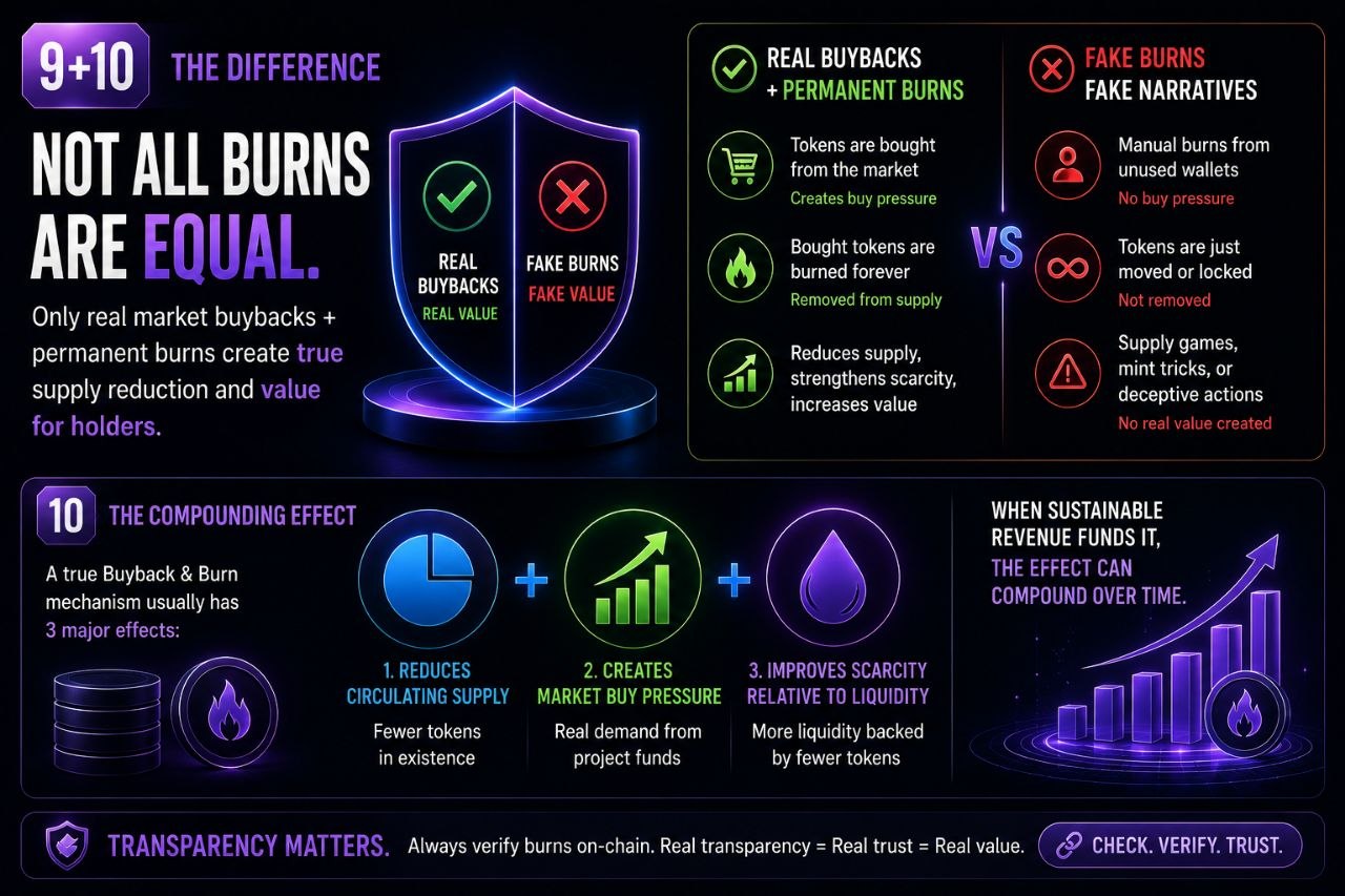 Difference between real buyback burns and burn narratives